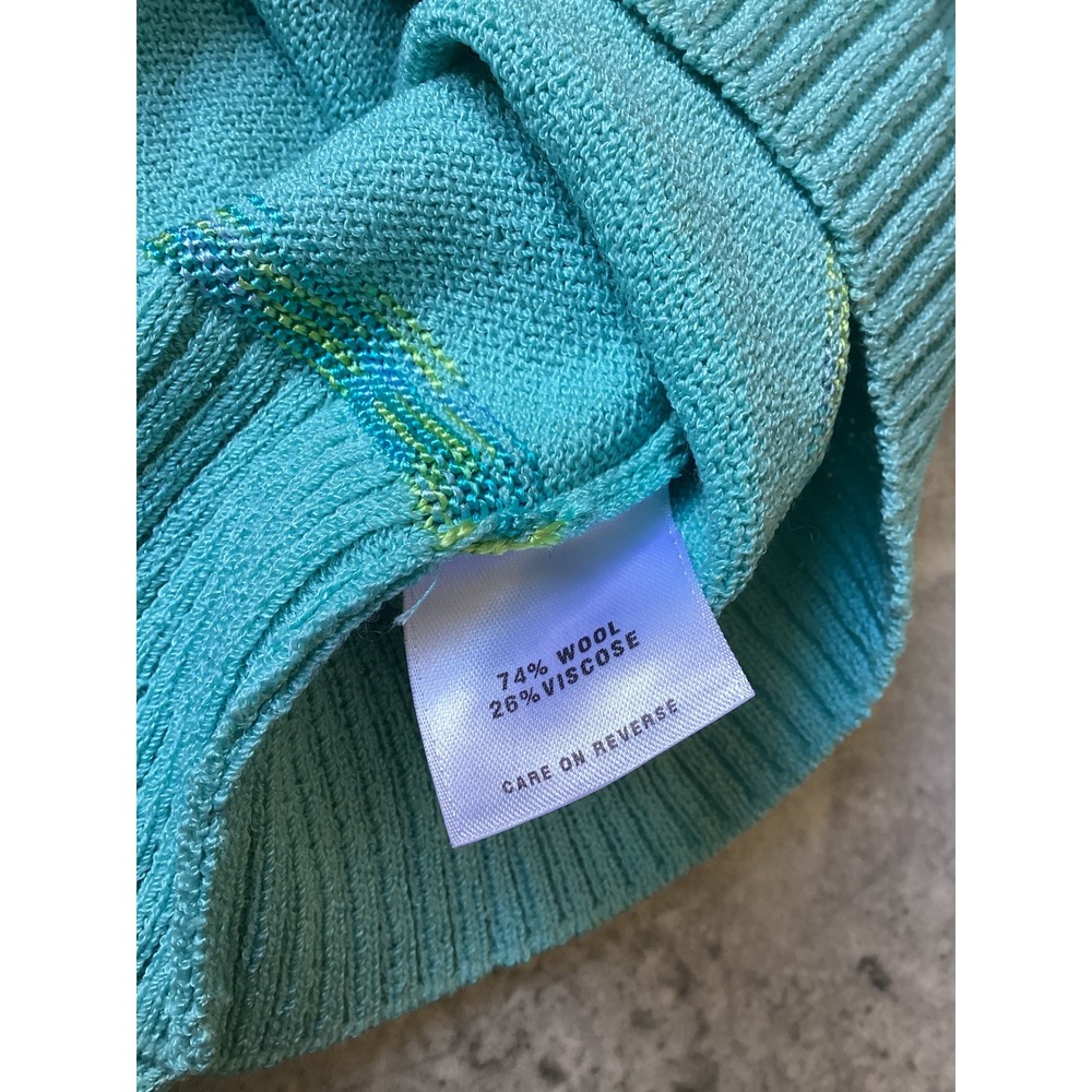 St John Sport Turquoise Wool Blend V-Neck Cardigan Gold Toggle Buttons Sweater - Picture 7 of 12